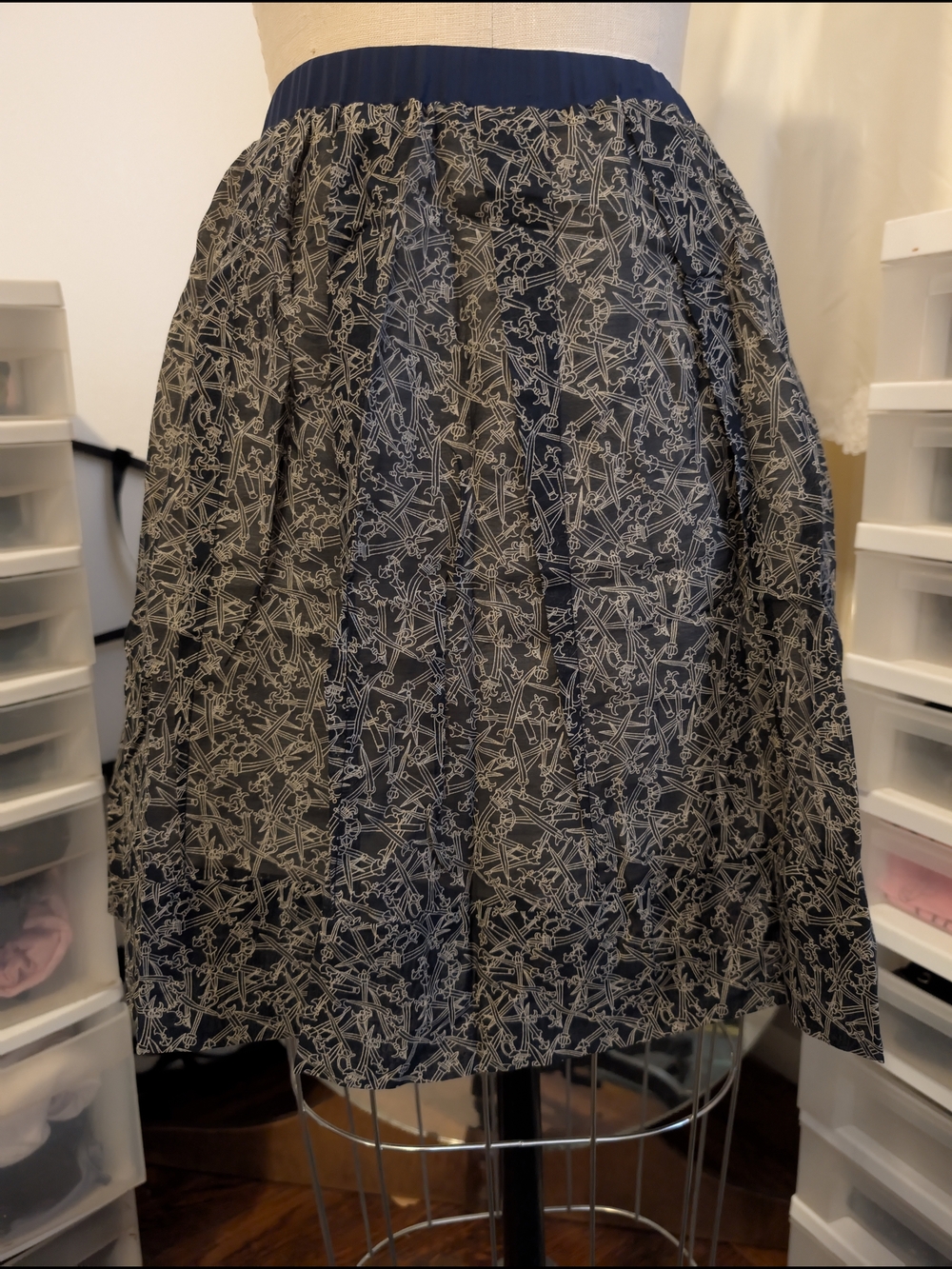 rag & bone Navy and White Sword Printed Skirt